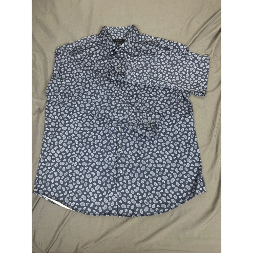 Bugatchi Mens XXL Navy Blue Paisley 8-Way Stretch Long Sleeve Shirt CF9115K60 - Picture 7 of 16